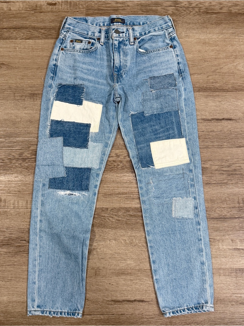 Polo Ralph Lauren Avery Boyfriend Blue Jeans Distressed Patchwork Women’s Sz 25